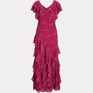 Ralph Lauren Geo Print Dress - Size 12 - Pink Multi-Color